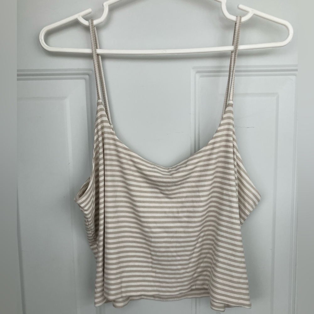 NWT BP tan cream striped tank top spaghetti strap cropped XL